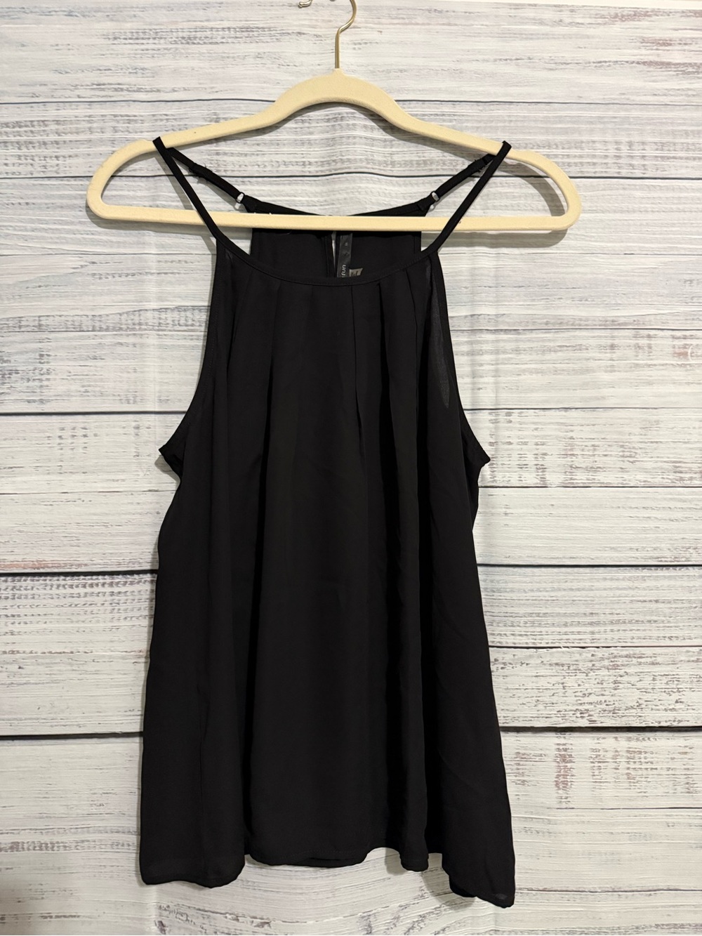 fun 2 fun Black High-Neck Spaghetti-Strap Tank